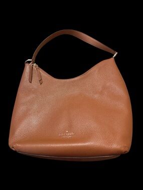 Kate Spade Zippy Large Shoulder Bag Warm Gingerbread Pebbled Leather